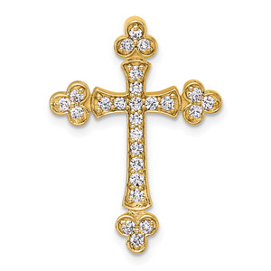14k 1/2ct. Diamond Budded Cross Chain Slide