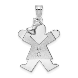 14k White Gold AA Diamond Kid Pendant - XK-959402E4-9707