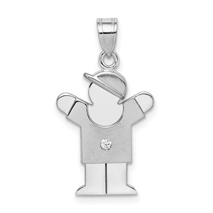 14k White Gold AA Diamond Kid Pendant - XK-B418ECAC-4883