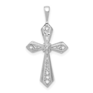 14k White Gold AA Diamond Passion Cross Pendant