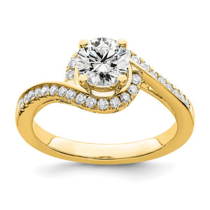 14k 1/3 carat Lab Grown Diamond VS/SI+ G+ 3/4 carat Round Center Semi Mount Engagement Ring