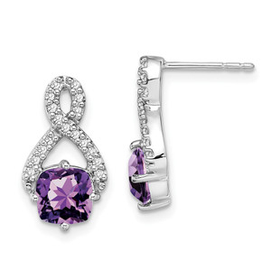 14k White Gold Amethyst and Diamond Earrings - EM-15B04996-2798