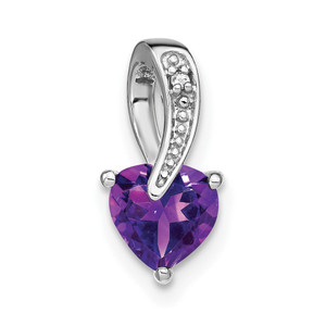 14k White Gold Amethyst and Diamond Heart Pendant - PM-64EA1CB6-3468