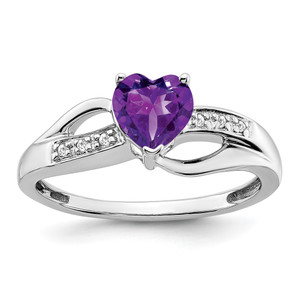 14k White Gold Amethyst and Diamond Heart Ring - RM-C0A653F5-3706