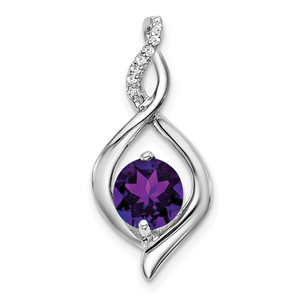 14k White Gold Amethyst and Diamond Pendant - PM-5053D6C6-8270