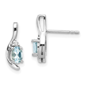 14k White Gold Aquamarine and Diamond Post Earrings - XB-A59C136A-7735