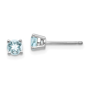 14k White Gold Aquamarine Post Earrings - XE-5EE17072-3689