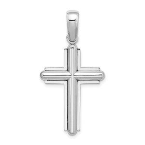 14k White Gold Beveled Cross Charm - K9-4F96354F-5150