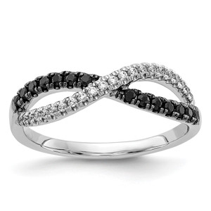 14k White Gold Black and White Diamond Twisted Ring