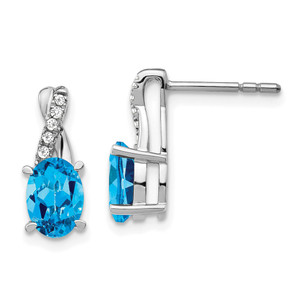14k White Gold Blue Topaz and Diamond Earrings - EM-676F4065-1927