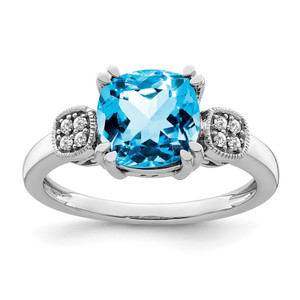 14k White Gold Blue Topaz and Diamond Ring - RM-92C9CE58-2953