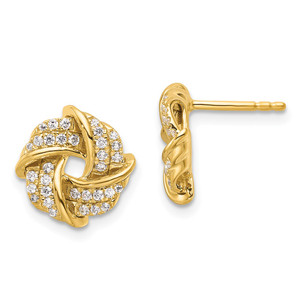 14k 1/3 carat Lab Grown Diamond VS/SI+ G+ Love Knot Post Earrings