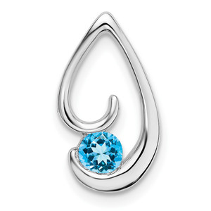 14k White Gold Blue Topaz Chain Slide