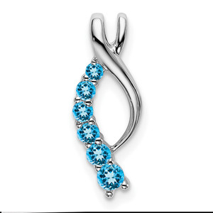 14k White Gold Blue Topaz Journey Chain Slide