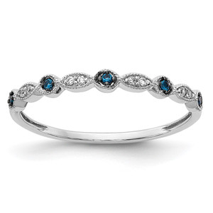 14k White Gold Blue/White Diamond Fancy Band