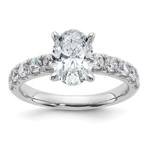 14k White Gold Certified 2 1/4 carat Lab Grown Diamond VS+ F+ Oval Complete Engagement Ring