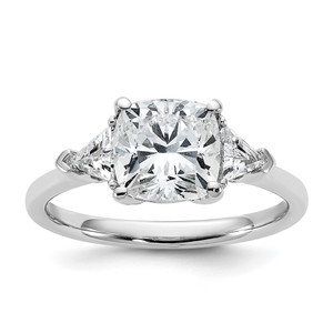14k White Gold Certified Lab Grown Diamond VS/SI+ G+ Cushion & Trillion 3 Stone Complete Engagement Ring - RM-82D0F97F-8863