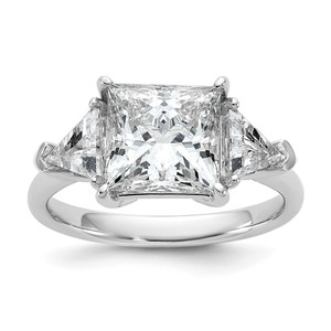 14k White Gold Certified Lab Grown Diamond VS/SI+ G+ Princess & Trillion 3 Stone Complete Engagement Ring - RM-B0245DCF-4272