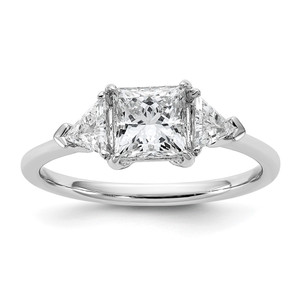 14k White Gold Certified Lab Grown Diamond VS/SI+ G+ Princess & Trillion 3 Stone Complete Engagement Ring - RM-E8C93D17-3470