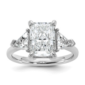 14k White Gold Certified Lab Grown Diamond VS/SI+ G+ Radiant & Trillion 3 Stone Complete Engagement Ring - RM-E8754E26-1606