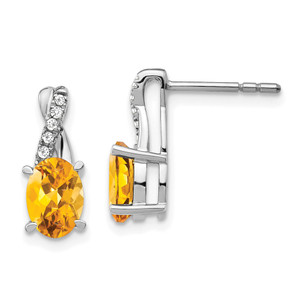 14k White Gold Citrine and Diamond Earrings - EM-CEBC4346-7886