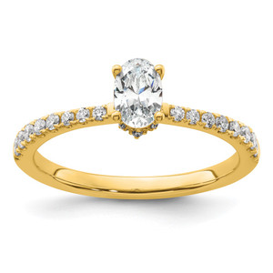 14k 1/4 carat Lab Grown Diamond VS/SI+ G+ 1/2 carat center Oval Semi Mount Engagement Ring