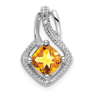 14k White Gold Citrine and Diamond Pendant - PM-2A542993-5399