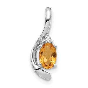 14k White Gold Citrine and Diamond Pendant - XB-B0D56D38-4559
