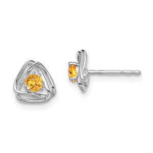 14k White Gold Citrine Post Earrings