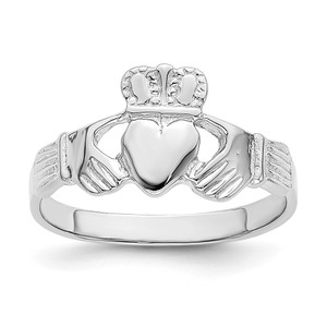 14k White Gold Claddagh Ring - R8-B68FB772-5630