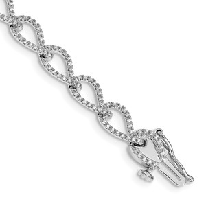 14k White Gold Complete 1 carat Diamond Fancy Link 7 inch Bracelet