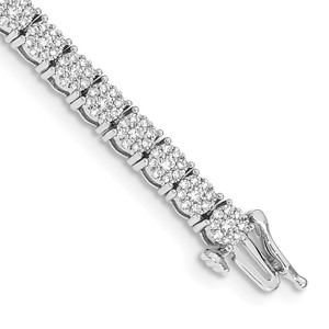14k White Gold Complete 3 carat Diamond Cluster Setting 7 inch Tennis Bracelet - BM-056CA690-6331