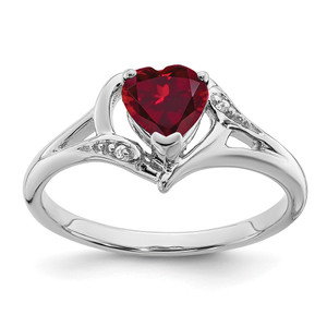 14k White Gold Created Ruby and Diamond Heart Ring - RM-0551B451-8469