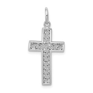14k White Gold Cross Charm - CH-496B3659-2749