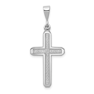 14k White Gold Cross Charm - CH-A147ADAD-1560