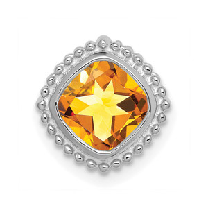14k White Gold Cushion Citrine Chain Slide