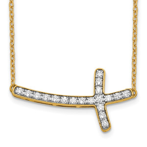 14k 1/5 carat Lab Grown Diamond VS/SI+ G+ Complete 18 inch Sideways Cross Necklace