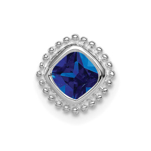 14k White Gold Cushion Sapphire Chain Slide