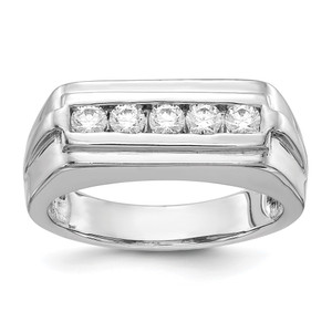 14k White Gold Diamond 5-stone Mens Ring - RM-A72746EC-8538
