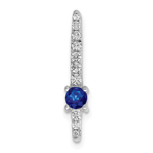 14k White Gold Diamond and .18 Sapphire Fancy Chain Slide