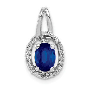 14k White Gold Diamond and .85 Sapphire Halo Pendant