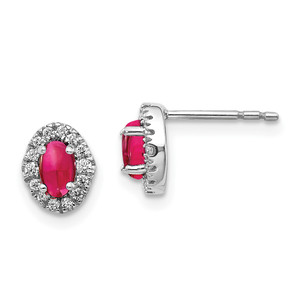 14k White Gold Diamond and Cabochon Ruby Earrings - EM-4DFB9B94-7350