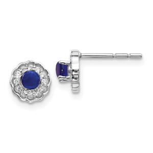 14k White Gold Diamond and Cabochon Sapphire Earrings - EM-616D0343-9118