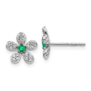 14k White Gold Diamond and Emerald Earrings - EM-723DA0B8-9422