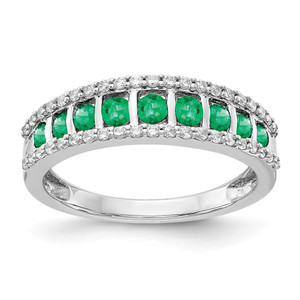 14k White Gold Diamond and Emerald Fancy Ring - RM-828564D7-6571