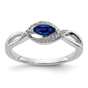 14k White Gold Diamond and Marquise Sapphire Ring - RM-4F66B62C-9425
