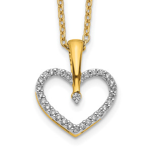 14k 1/6 carat Diamond Heart Pendant 18 inch Necklace