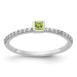 14k White Gold Diamond and Princess Peridot Ring