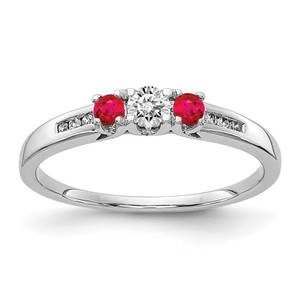 14k White Gold Diamond and Ruby 3-stone Ring - RM-AB7809F0-6758