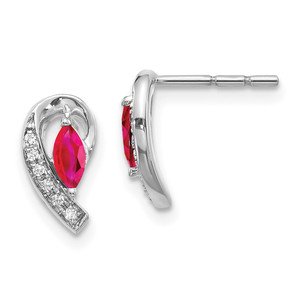 14k White Gold Diamond and Ruby Earrings - EM-BE986E4D-9191